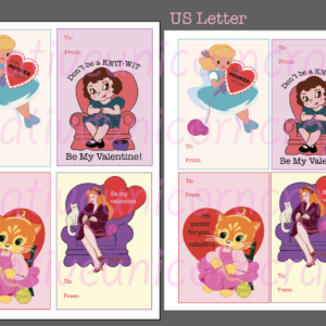 Vintage Valentine Knitting Cards